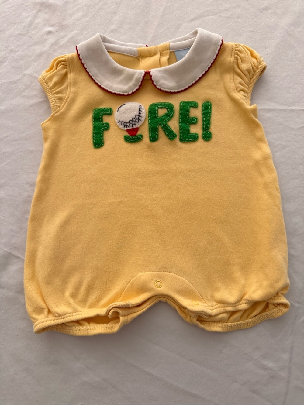 Bella Bliss Pima Cotton FORE Golf Bubble Romper 3M Yellow